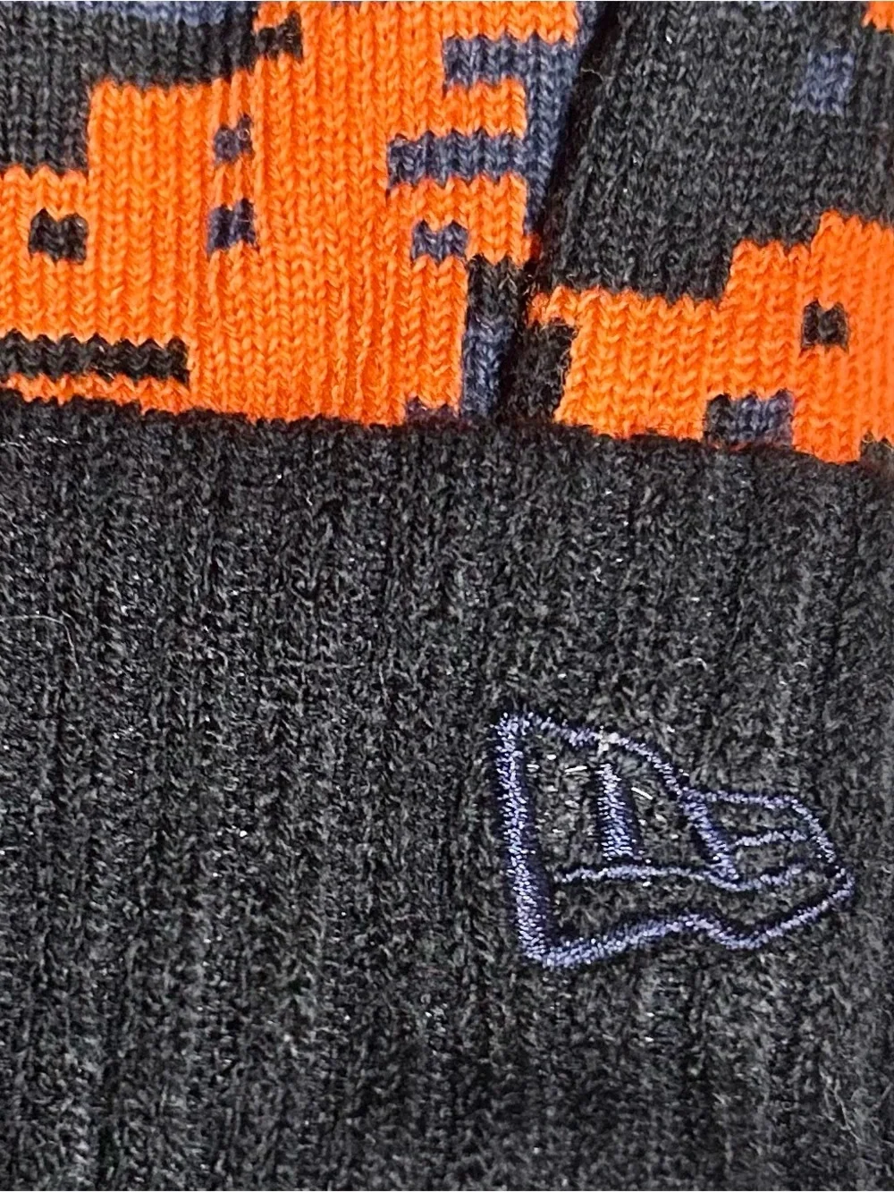NFL Chicago Bears Pom Cuffed Knit Hat in Black & Orange